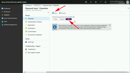 Azure AD Enable Password Reset