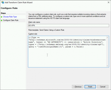 ADFS UPN Rule