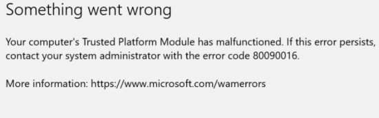 Outlook Error 80090016