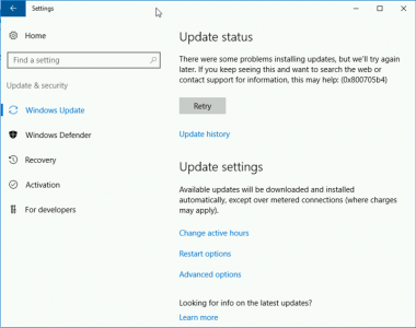 Windows Update Error 0x800705b4