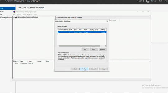 Cluster Port Rules NLB