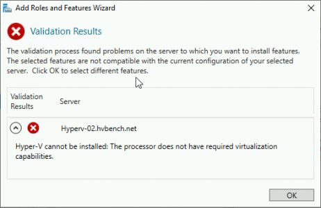 Hyper-V The Validation Process Found Problems