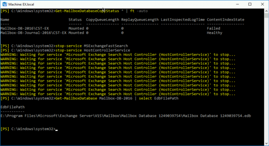 Exchange DB Indexing Failed