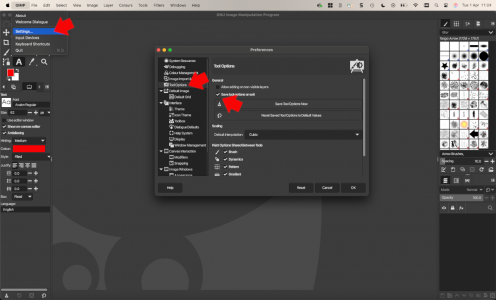 Gimp Set Font default