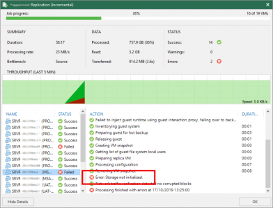 Error storage not initialized