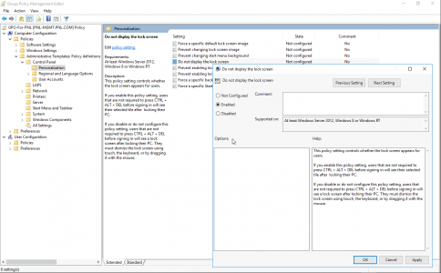 Domain GPO Do Not Display Lock Screen