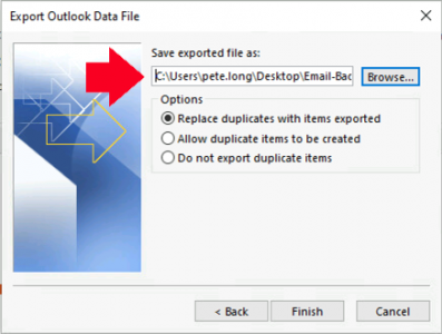 Outlook Export to PST