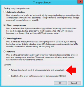 Veeam Failover to Network Backup