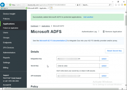 ADFS Duo Secret Keys