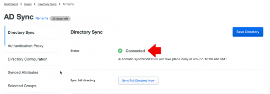 Duo AD Sync Connected