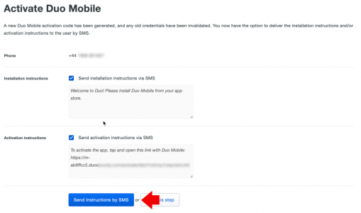 Duo Send SMS Activation