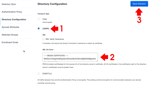 Migrate Duo from LDAP to LDAPS