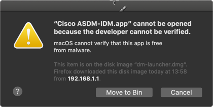 ASDM developer cannot be verified