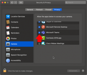 macOS Camera not working in Teams