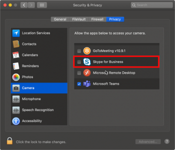 macOS Disable Camera in Skype