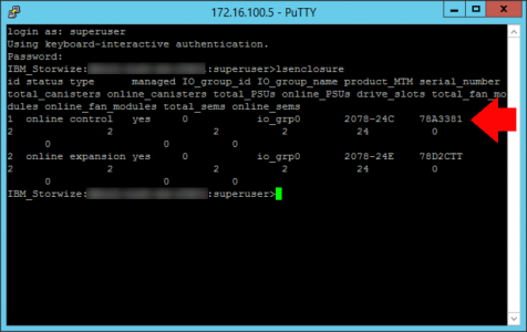 Get Storwize - Serial Number