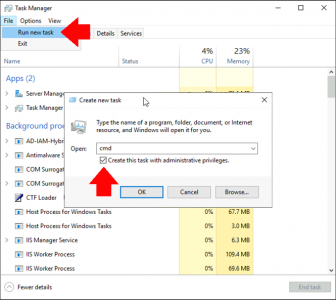 Launch Administrative Command From Task Manager
