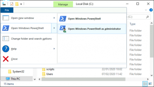 Launch Administrative PowerShell From Windows Explorer