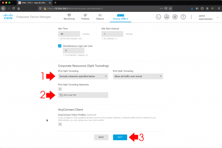 FTD AnyConnect Split Tunnelling