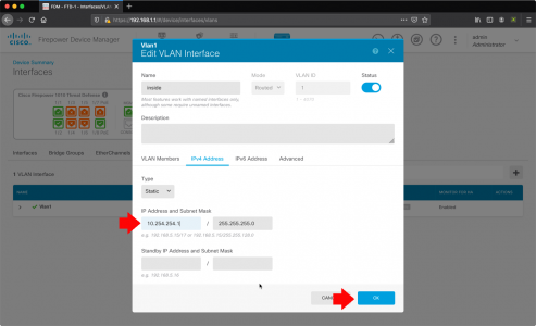 Firepower 1010 Change IP Address