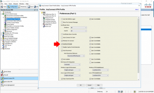 AnyConnect Alow LAN Access