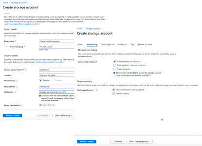 Create StorageAccount in Azure