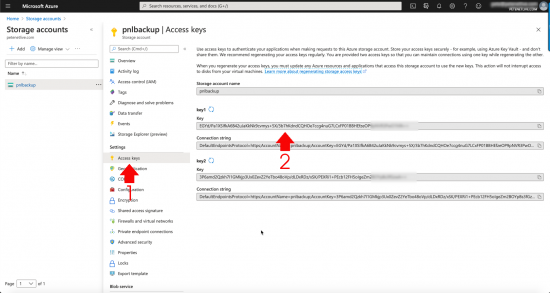 Veeam Add Azure Storage Account Access Keys