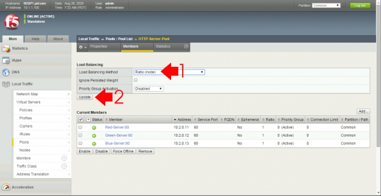 F5 Change Pool Load Balance