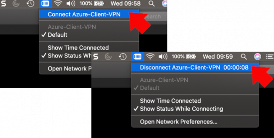 mac Azure VPN Connect and Disconnect