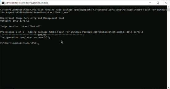 Install Flash on Server 2019