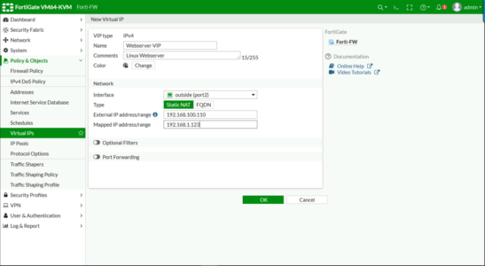 Fortigate Static NAT VIP
