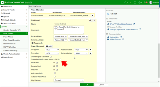 Fortigate Disable PFS