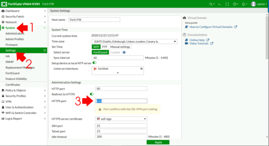 Fortigate Change Managment Port