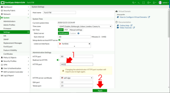 Fortigate Change HTTPS Managment Port