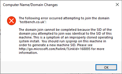 Cannot Join Domain SID Error