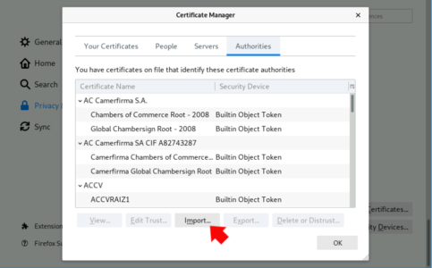 Firefox View Import CA Certificates