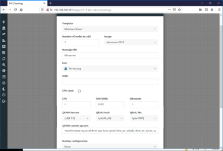 EVE-NG Add 2019 windows server