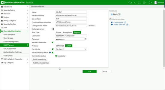 Create LDAPS Server Fortigate