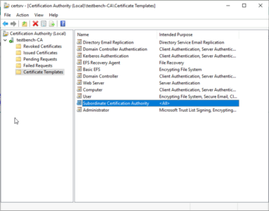 Subordinate CA Certificat Template