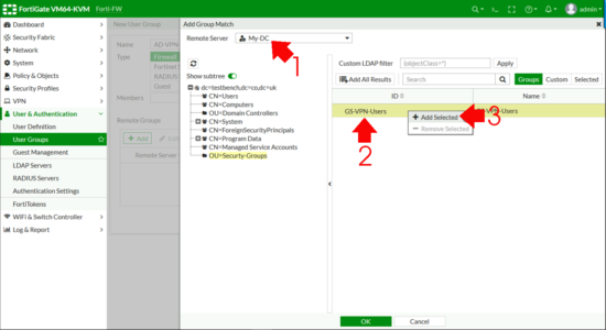 Fortigate Add AD Group to Firewall Group