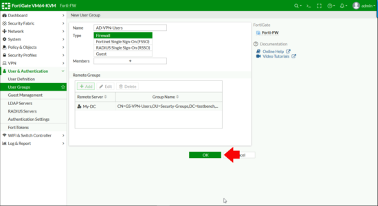 Fortigate Remote VPN with AD Groups