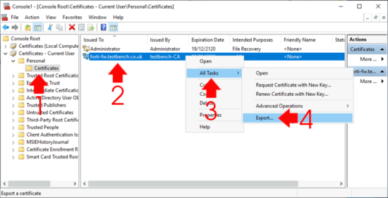 Export Certificate