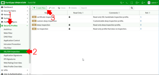 FortiGate Create SSL Inspection Profile