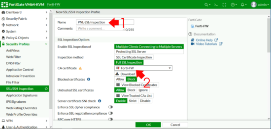 FortiGate Custom SSL Inspection Profile