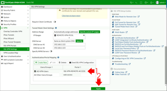 Fortigate Remote Access VPN