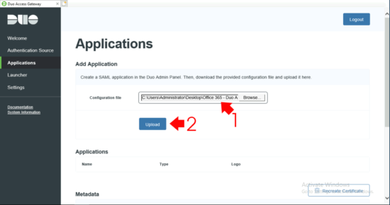 Duo Upload JSON File O365