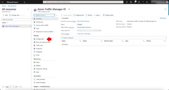 Traffic Manager Configuration