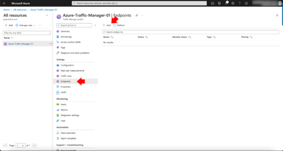 Traffic Manager Add Endpoints
