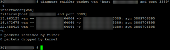 Fortigate Testing Port Forwarding with packet sniffer