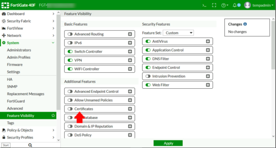 Fortigate Certificates Missing